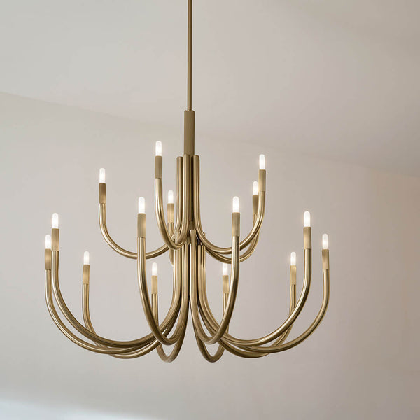 Bruno 40" Fifteen Lights Chandelier, Champagne Bronze
