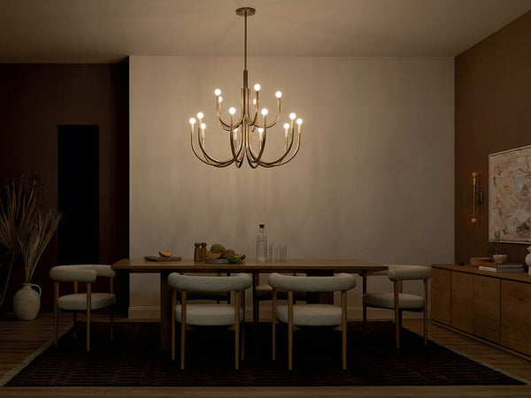 Bruno 40" Fifteen Lights Chandelier, Champagne Bronze