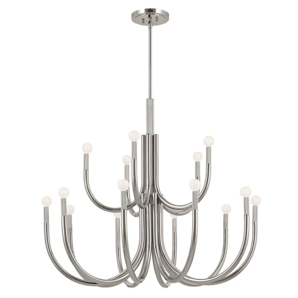 Bruno 40" 15 Light Chandelier, Polished Nickel