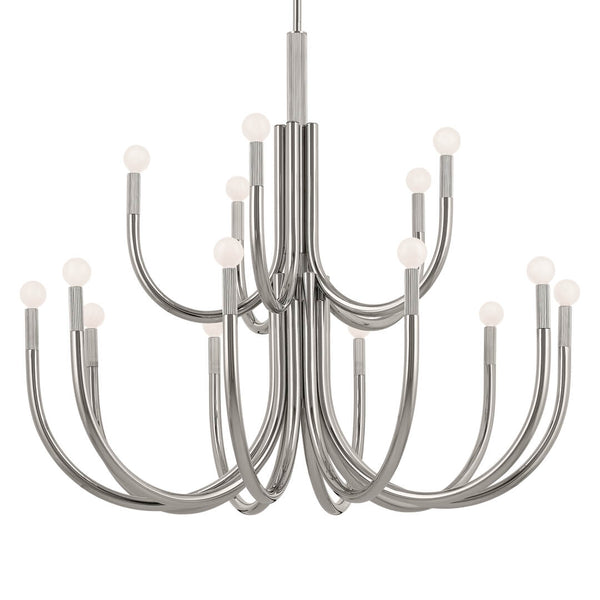 Bruno 40" Fifteen Lights Chandelier, Polished Nickel