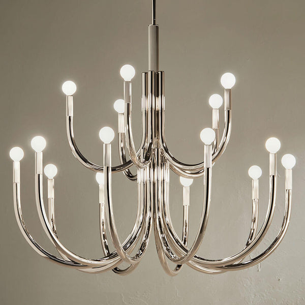Bruno 40" Fifteen Lights Chandelier, Polished Nickel