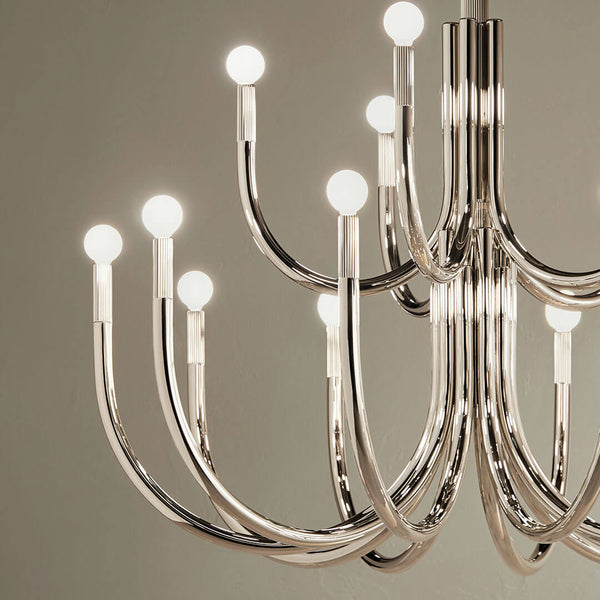 Bruno 40" Fifteen Lights Chandelier, Polished Nickel