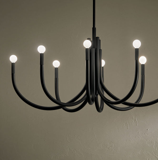 Bruno 21" Eight Lights Mid. Chandeliers, Black
