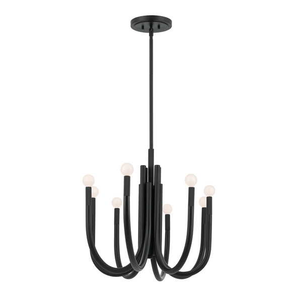 Bruno 21" Eight Lights Chandelier, Black