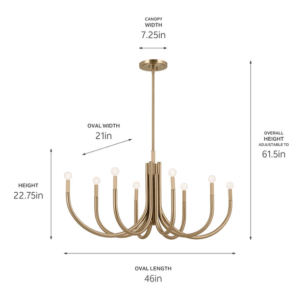 Bruno 21" Eight Lights Chandelier, Champagne Bronze