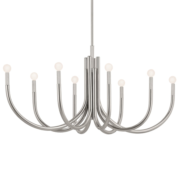 Bruno 21" Eight Lights Mid. Chandeliers, Polished Nickel