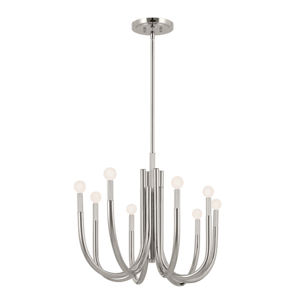 Bruno 21" Eight Lights Mid. Chandeliers, Polished Nickel