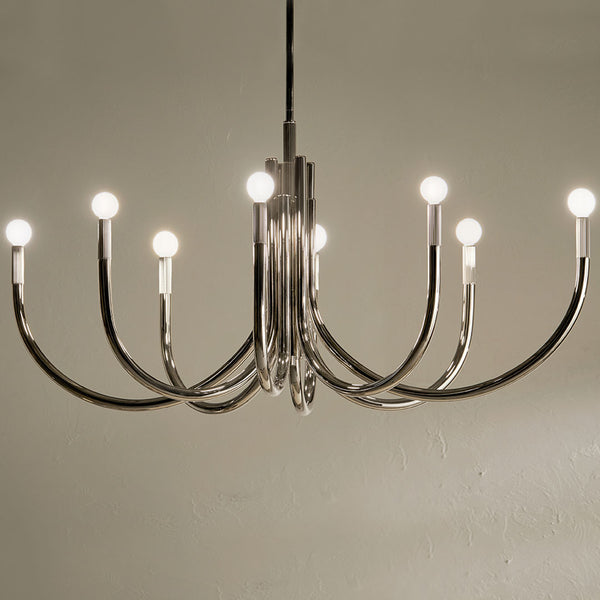 Bruno 21" Eight Lights Mid. Chandeliers, Polished Nickel
