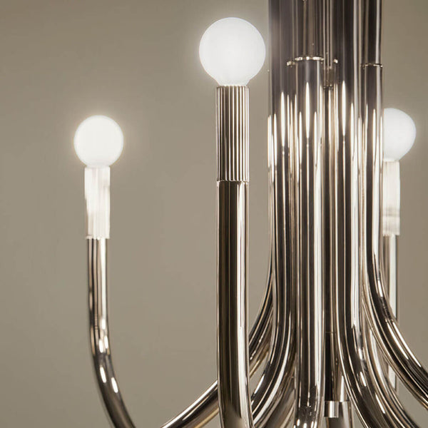 Bruno 21" Eight Lights Mid. Chandeliers, Polished Nickel