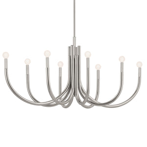 Bruno 21" Eight Lights Chandelier, Polished Nickel