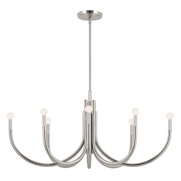 Bruno 21" Eight Lights Chandelier, Polished Nickel