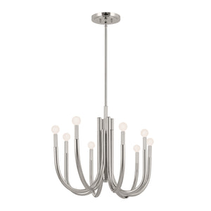 Bruno 21" Eight Lights Chandelier, Polished Nickel