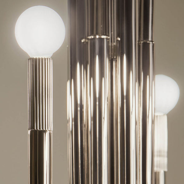 Bruno 21" Eight Lights Chandelier, Polished Nickel