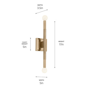 Bruno 5" Two Lights Wall Sconce, Champagne Bronze