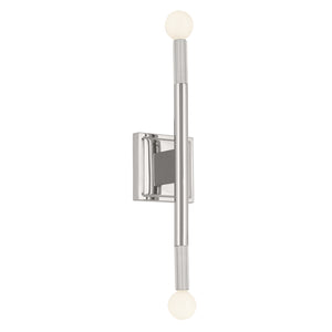 Bruno 5" Two Lights Wall Sconce, Polished Nickel
