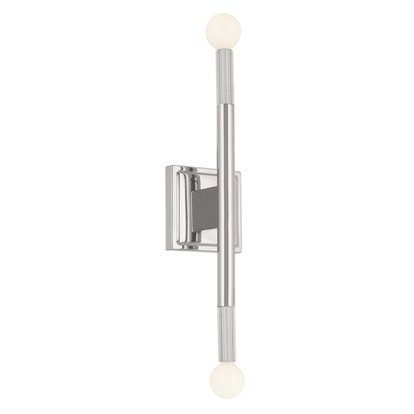 Bruno 5" Two Lights Wall Sconce, Polished Nickel
