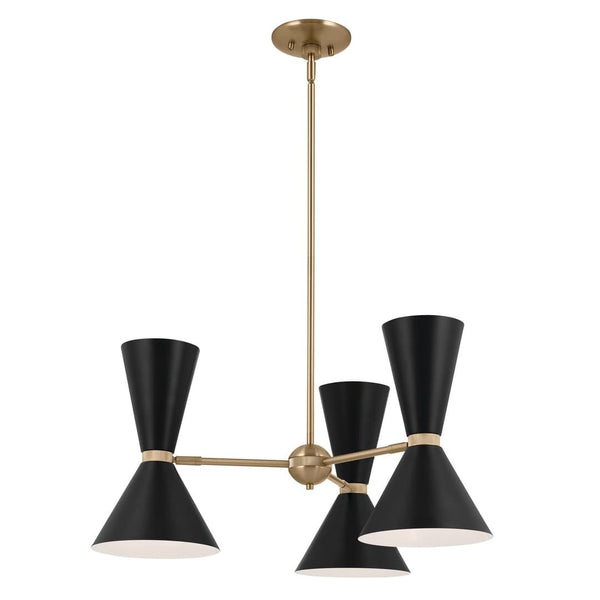 Jester 31" Six Lights Chandelier, Champagne Bronze / Black