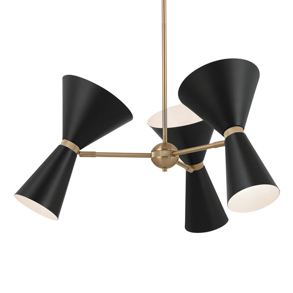 Jester 31" Six Lights Chandelier, Champagne Bronze / Black