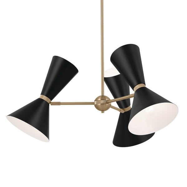 Jester 31" Six Lights Chandelier, Champagne Bronze / Black