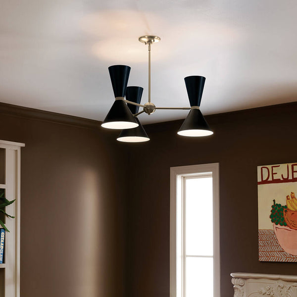 Jester 31" Six Lights Chandelier, Champagne Bronze / Black