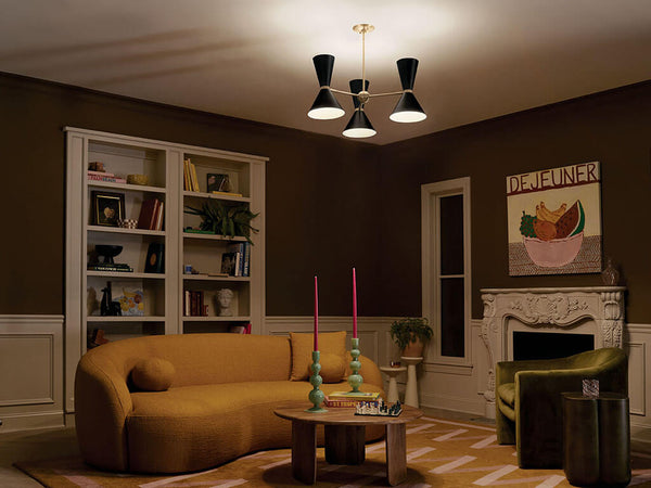 Jester 31" Six Lights Chandelier, Champagne Bronze / Black