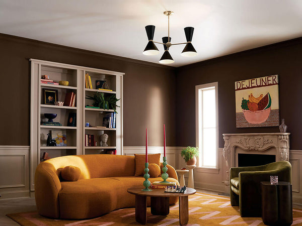 Jester 31" Six Lights Chandelier, Champagne Bronze / Black