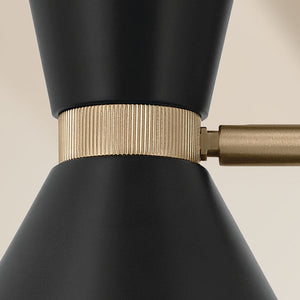 Jester 31" Six Lights Chandelier, Champagne Bronze / Black