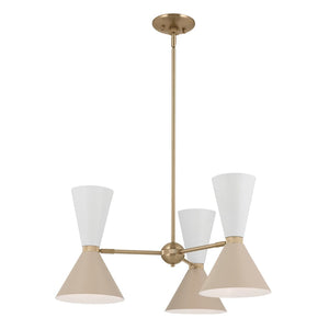 Jester 31" Six Lights Chandelier, Champagne Bronze / Greige and White