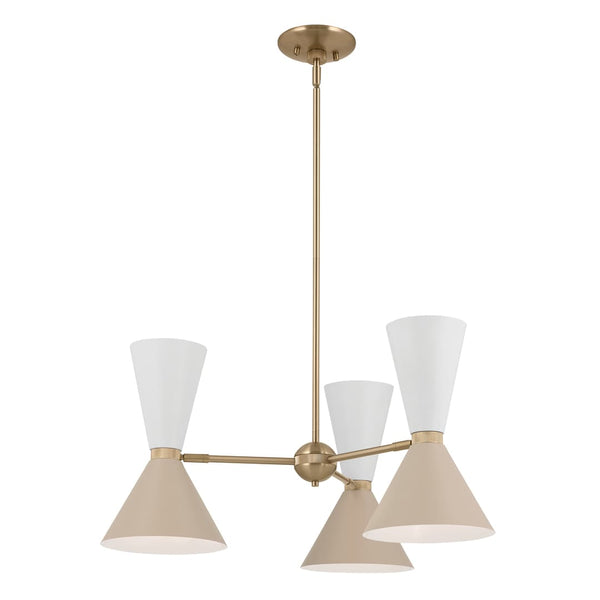 Jester 31" Six Lights Chandelier, Champagne Bronze / Greige and White
