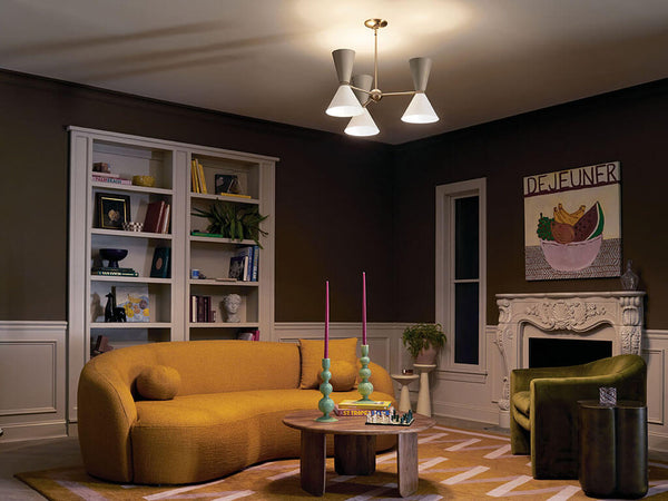 Jester 31" Six Lights Chandelier, Champagne Bronze / Greige and White