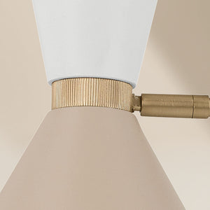 Jester 31" Six Lights Chandelier, Champagne Bronze / Greige and White