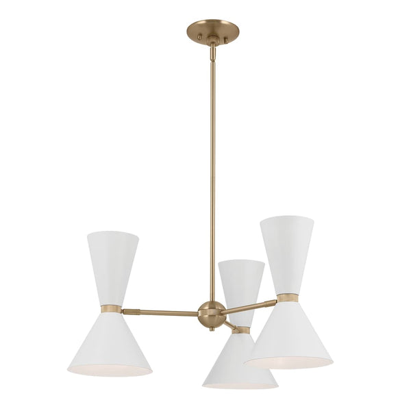 Jester 31" Six Lights Chandelier, Champagne Bronze / White