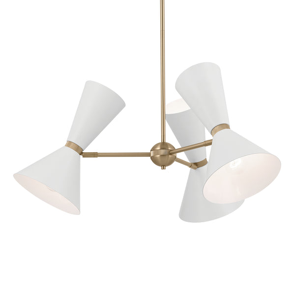 Jester 31" Six Lights Chandelier, Champagne Bronze / White