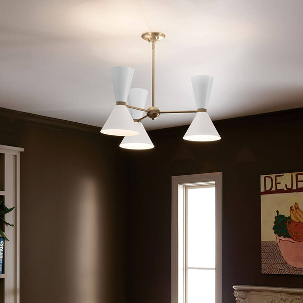 Jester 31" Six Lights Chandelier, Champagne Bronze / White