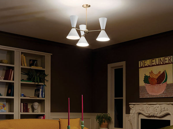 Jester 31" Six Lights Chandelier, Champagne Bronze / White