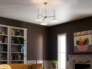 Jester 31" Six Lights Chandelier, Champagne Bronze / White