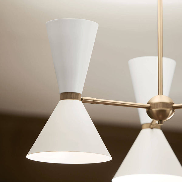 Jester 31" Six Lights Chandelier, Champagne Bronze / White