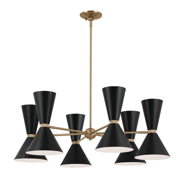 Jester 39" 12 Light Chandelier, Champagne Bronze / Black