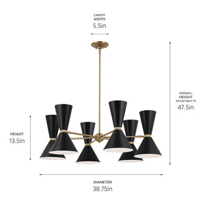 Jester 39" Twelve Lights Chandelier, Champagne Bronze / Black