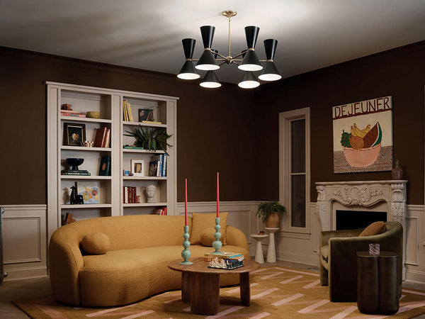 Jester 39" Twelve Lights Chandelier, Champagne Bronze / Black