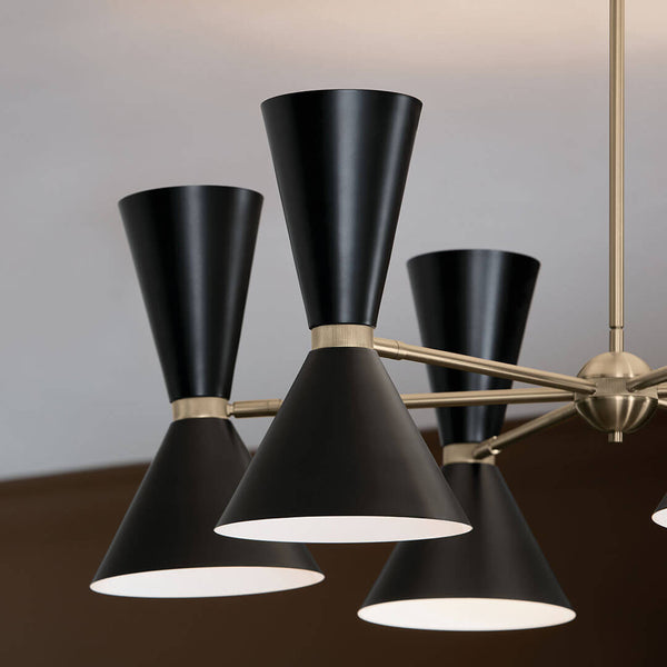 Jester 39" Twelve Lights Chandelier, Champagne Bronze / Black