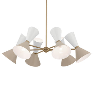 Jester 39" Twelve Lights Chandelier, Champagne Bronze / Greige and White