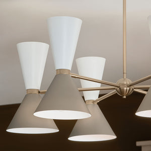 Jester 39" Twelve Lights Chandelier, Champagne Bronze / Greige and White