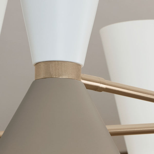 Jester 39" Twelve Lights Chandelier, Champagne Bronze / Greige and White