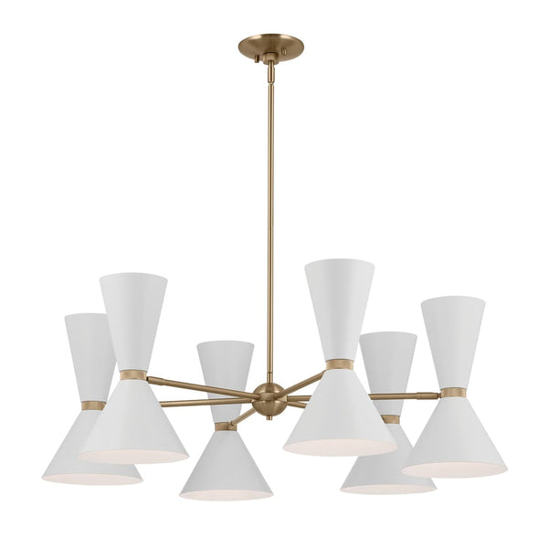 Jester 39" 12 Light Chandelier, Champagne Bronze / White