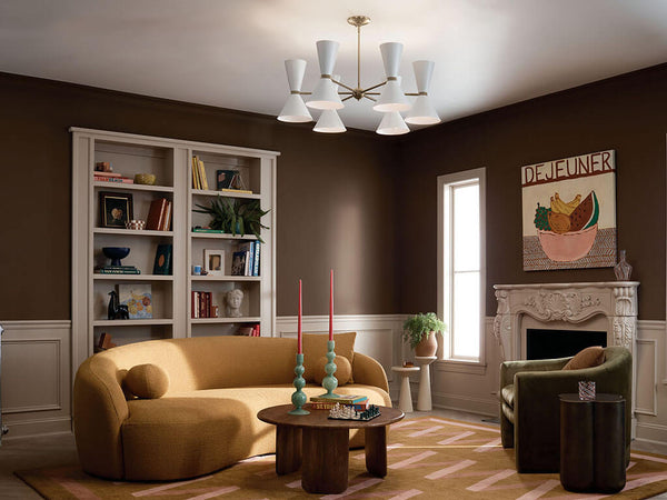 Jester 39" Twelve Lights Chandelier, Champagne Bronze / White