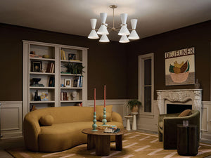 Jester 39" Twelve Lights Chandelier, Champagne Bronze / White