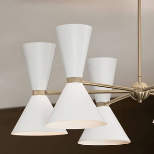 Jester 39" Twelve Lights Chandelier, Champagne Bronze / White