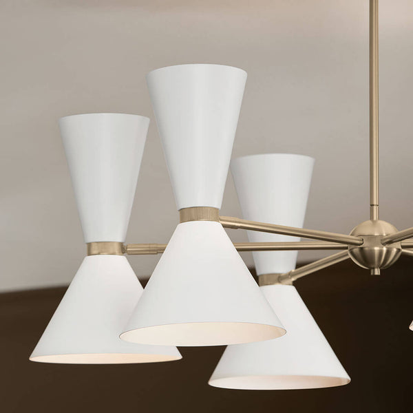 Jester 39" Twelve Lights Chandelier, Champagne Bronze / White