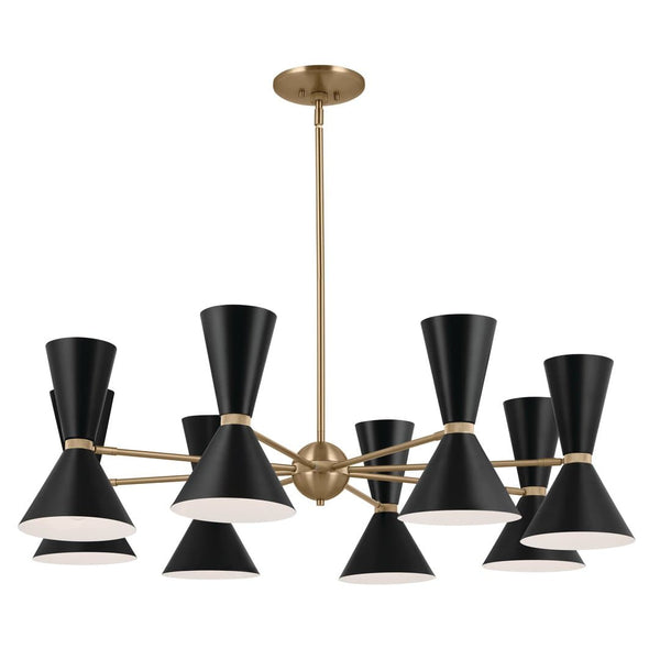 Jester 49" Sixteen Lights Chandelier, Champagne Bronze / Black
